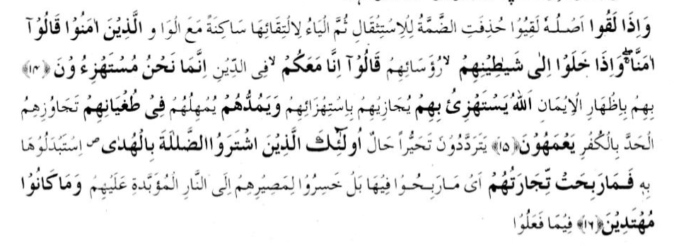 Surah Baqarah Ayat 14, 15, 16 Surah Baqarah Ayat 14, 15, 16